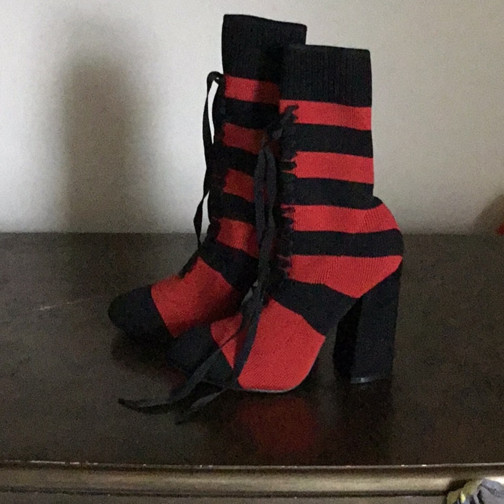Red and black shoes